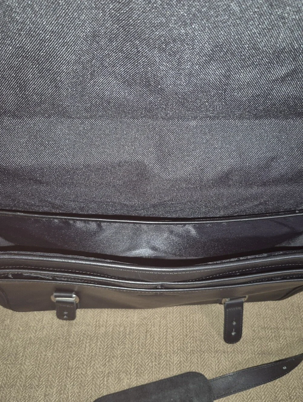 🔥Franklin Covey Black Premium Full-Grain Leather Laptop Briefcase Messenger Bag
